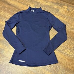 Under armour ColdGear Fitted Mockneck Shirt Women's Medium Blue Base Layer Ski